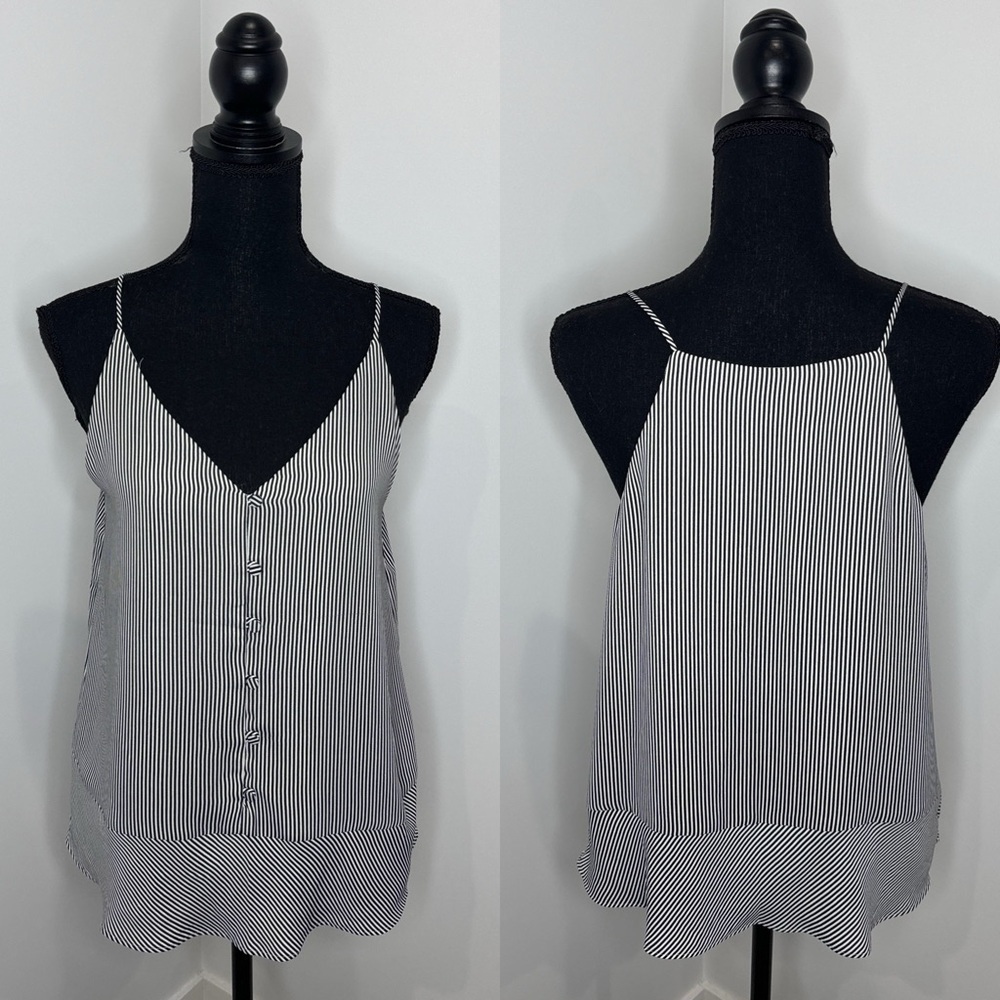 LOFT Black & White Striped Tank Top Blouse (S)